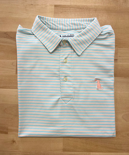 Local Boy- Surfside Polo, Teal/Coral/White