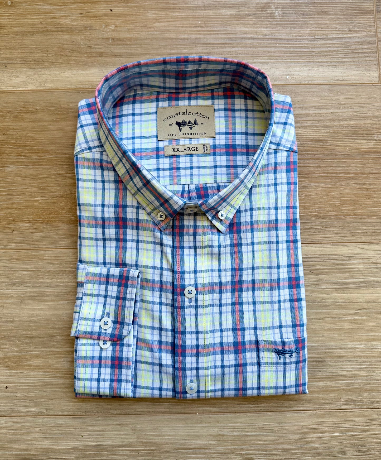 Coastal Cotton- Bamboo Button Down, Neon Twill