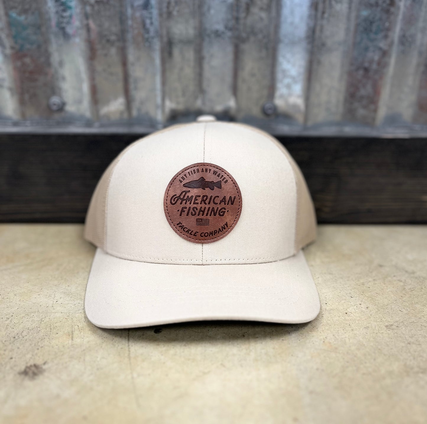 AFTCO- Lemonade Leather Trucker Hat, Bone