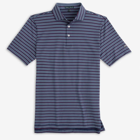 Southern Point- Hillside Stripe Polo, Midnight Deep Red/White