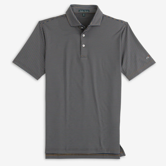 Southern Point- Hinton Stripe Polo, Midnight Brown