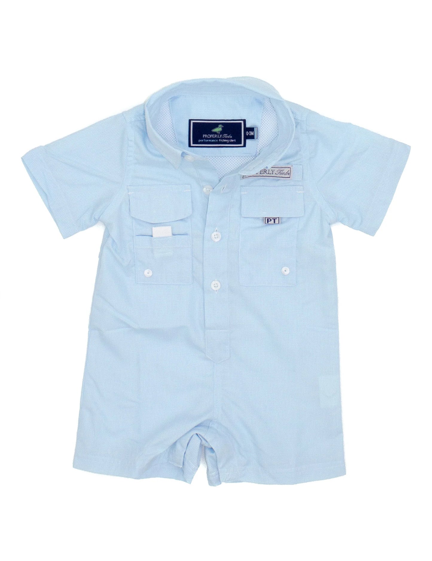 Properly Tied- Baby Performance Shortall, Aqua