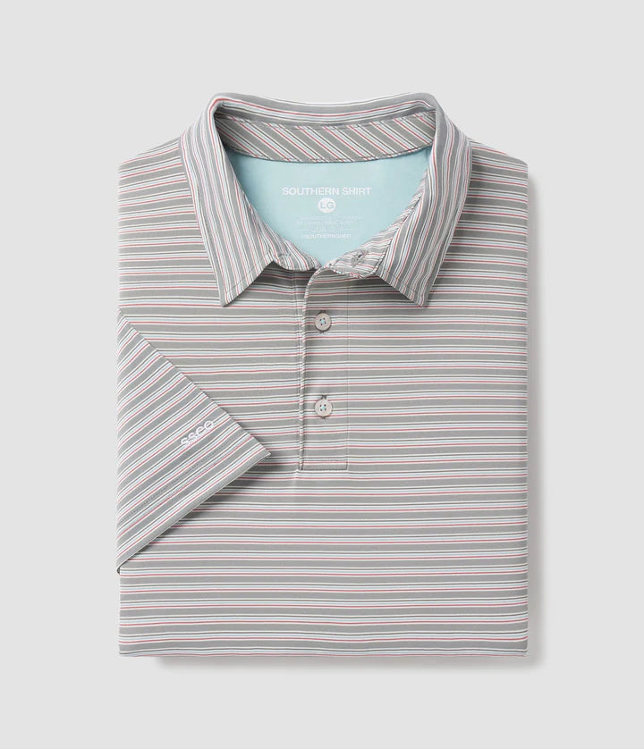Southern Shirt Co.-Augusta Stripe Polo-Mulligan Gray