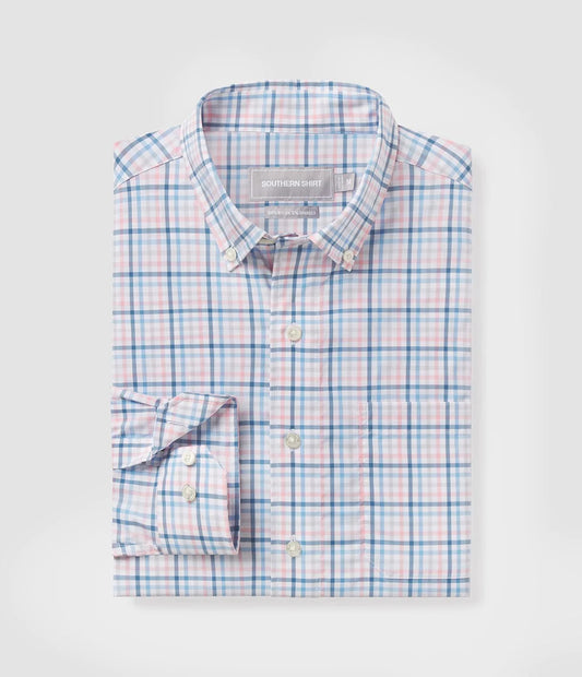 Southern Shirt Co.- Samford Check LS, Blue Pearl