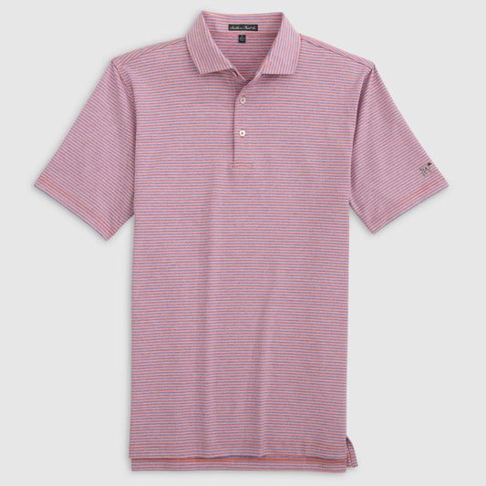 Southern Point- Classic Heathered Stripe Performance Polo, Blue/Red