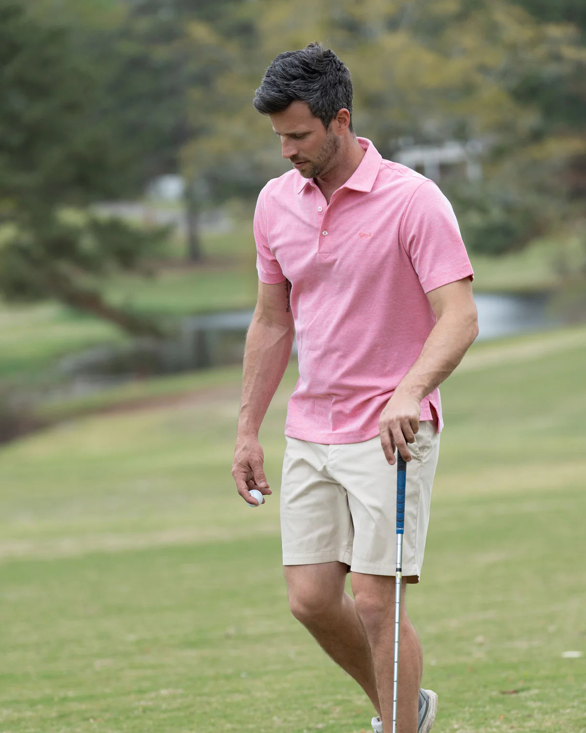 Coastal Cotton- Solid Mesh Polo, Coral