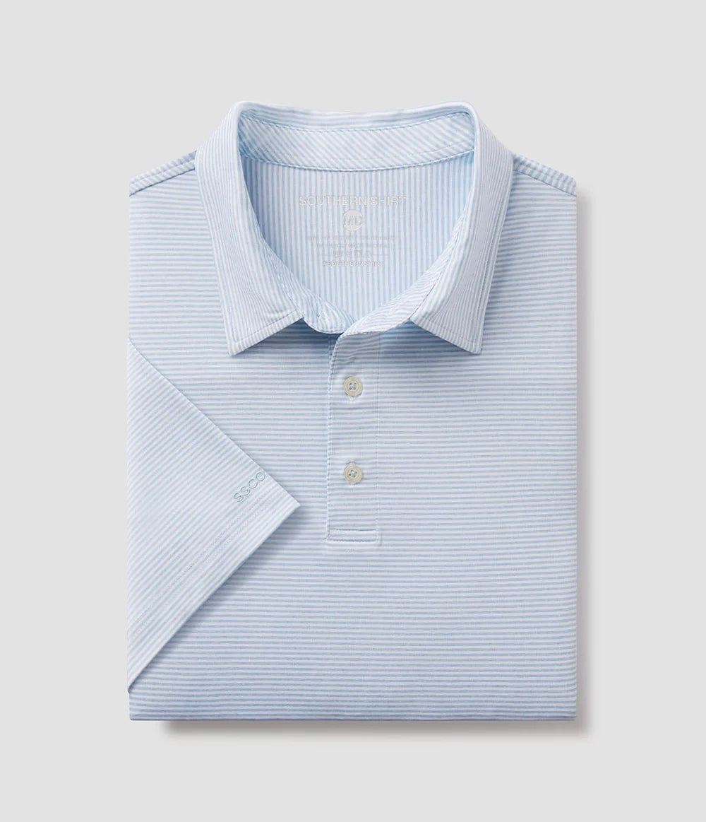 Southern Shirt Co. - Heather Madison Stripe Polo, Crystal Lake
