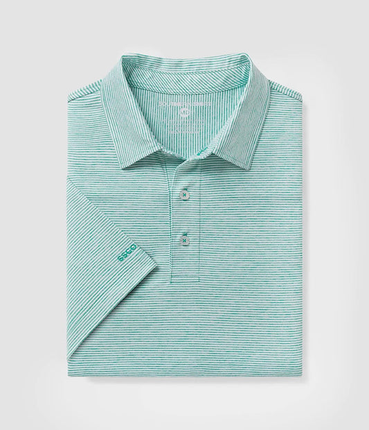 Southern Shirt Co.- Heather Madison Stripe Polo, Fairway Green