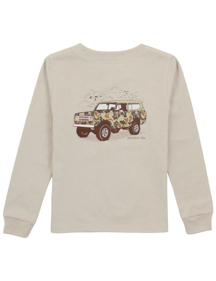 Properly Tied- Boy's Camo Truck LS, Linen