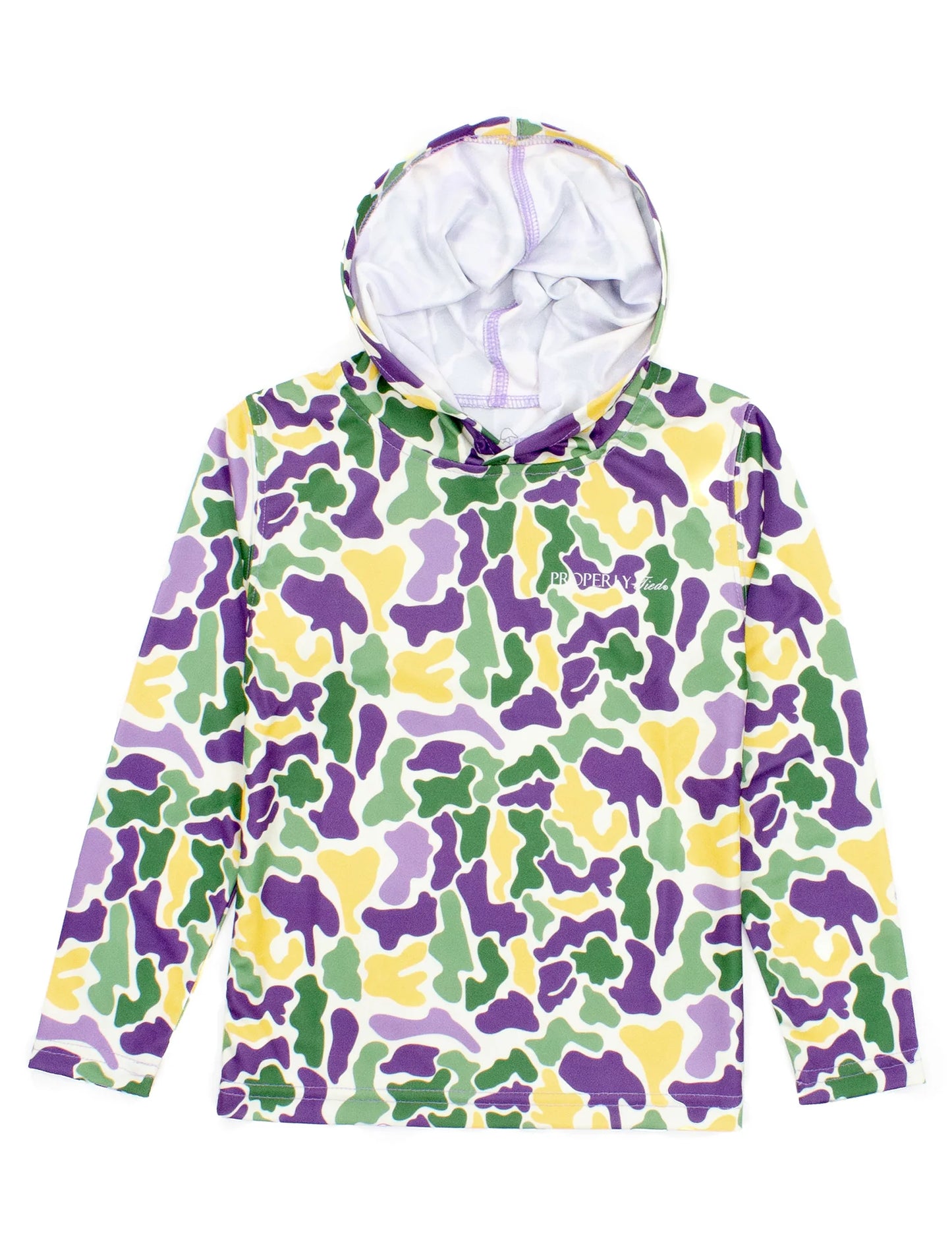 Properly Tied- Sportsman Performance Hoodie, Mardi Gras Camo