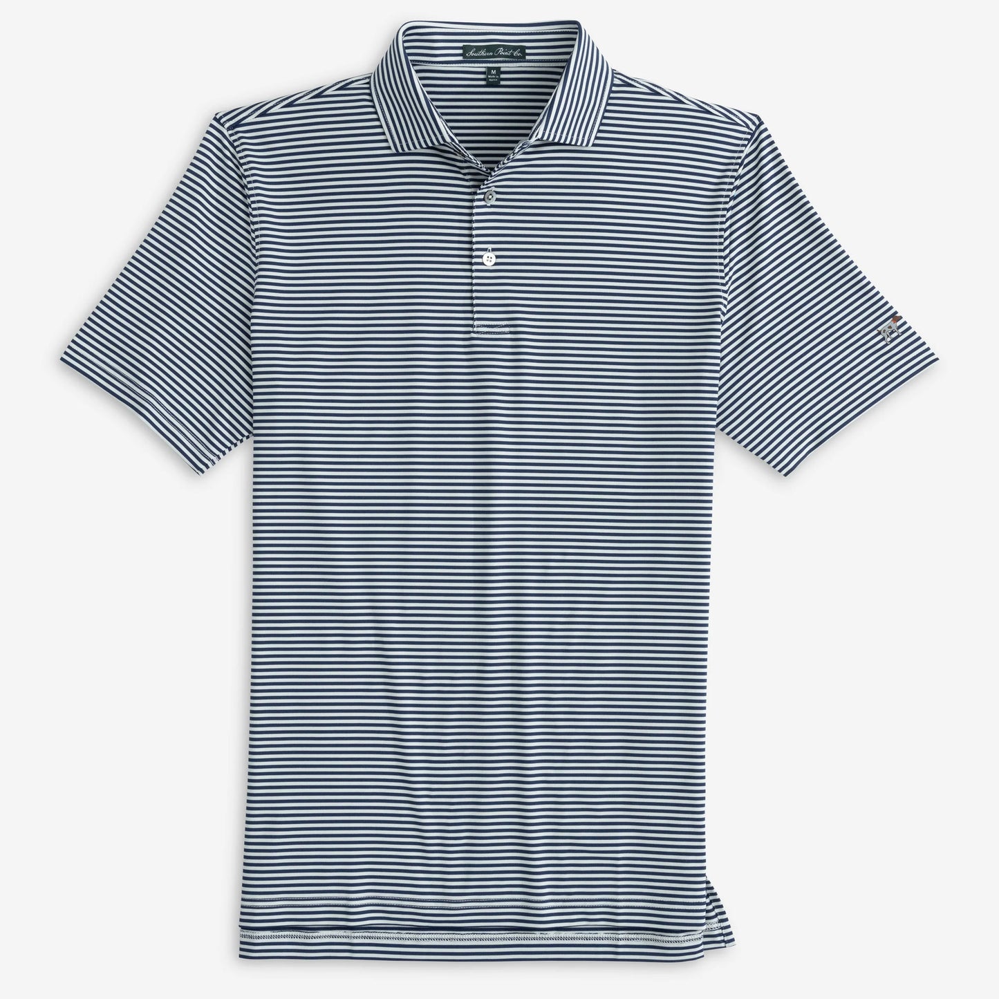 Southern Point- Hinton Stripe Polo, Storm, Dark Navy