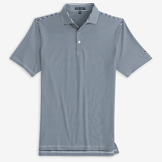 Southern Point- Hinton Stripe Polo, Storm, Dark Navy