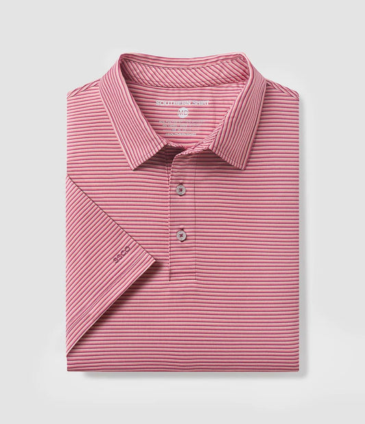 Southern Shirt Co.- Largo Stripe Polo, Pink Nectar