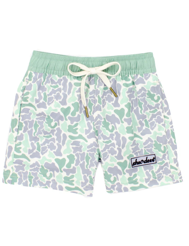 Properly Tied- Boy's Shordees Swim Sage Camo