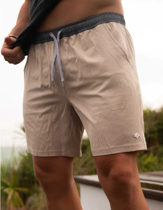 Burlebo- Athletic Shorts, Heather Khaki