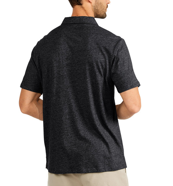Free Fly-Men's Bamboo Heritage Polo, Heather Black