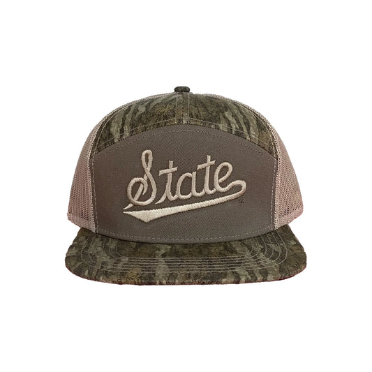 Speckle Bellies- MSU State Script 7 Panel, Bottomland