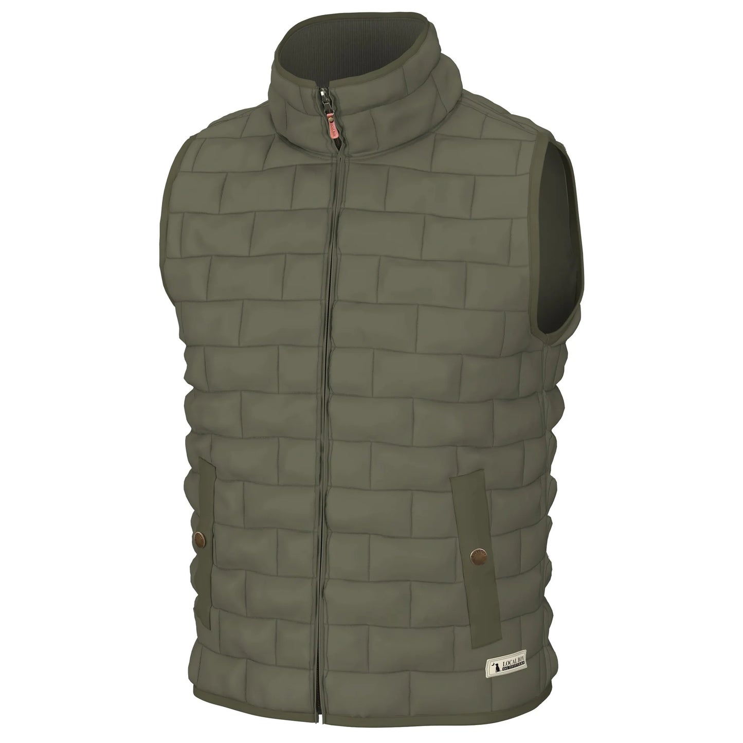 Local Boy- Brick Quilted Vest, Moss