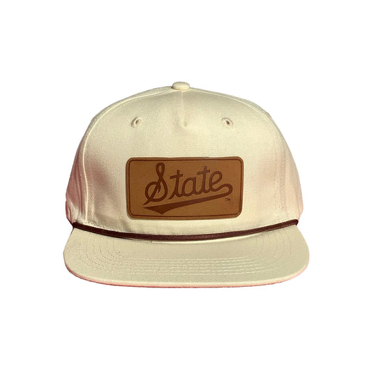 Speckle Bellies- MSU State Script Leather Patch
