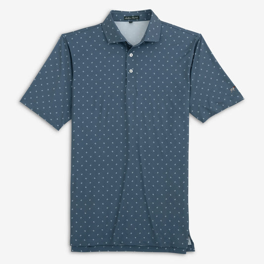 Southern Point- Divot Design Performance Polo, Navy/ White