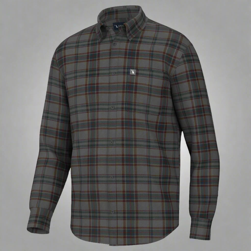 Local Boy- Murray Stretch Flannel, Charcoal/Navy/Red