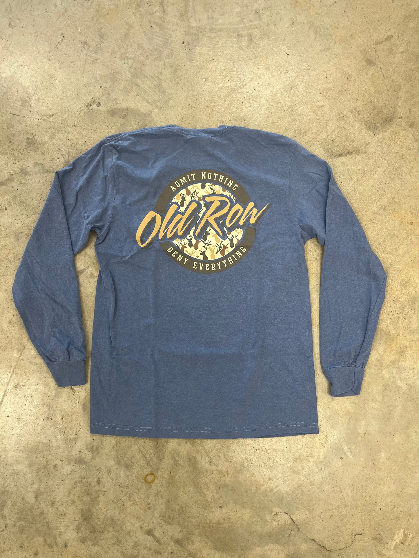 Old Row- Deer Camo Circle Logo LS, Blue Jean