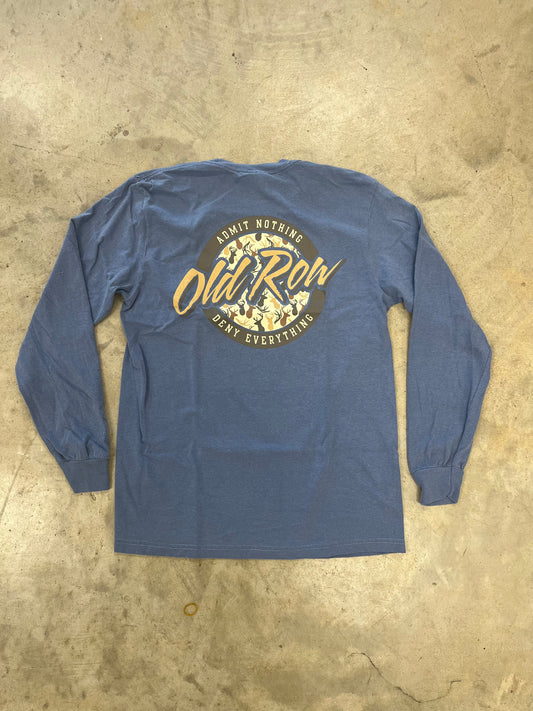 Old Row- Deer Camo Circle Logo LS, Blue Jean