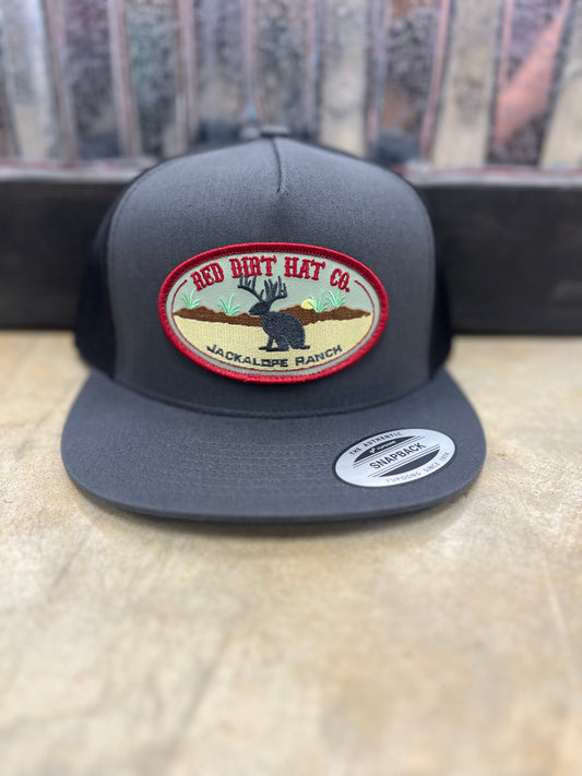 Red Dirt Hat Co.- Jackalope, Charcoal 5 Panel