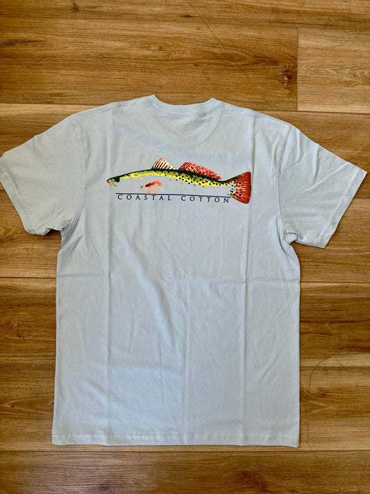 Coastal Cotton- Speckled Trout, Sky Blue