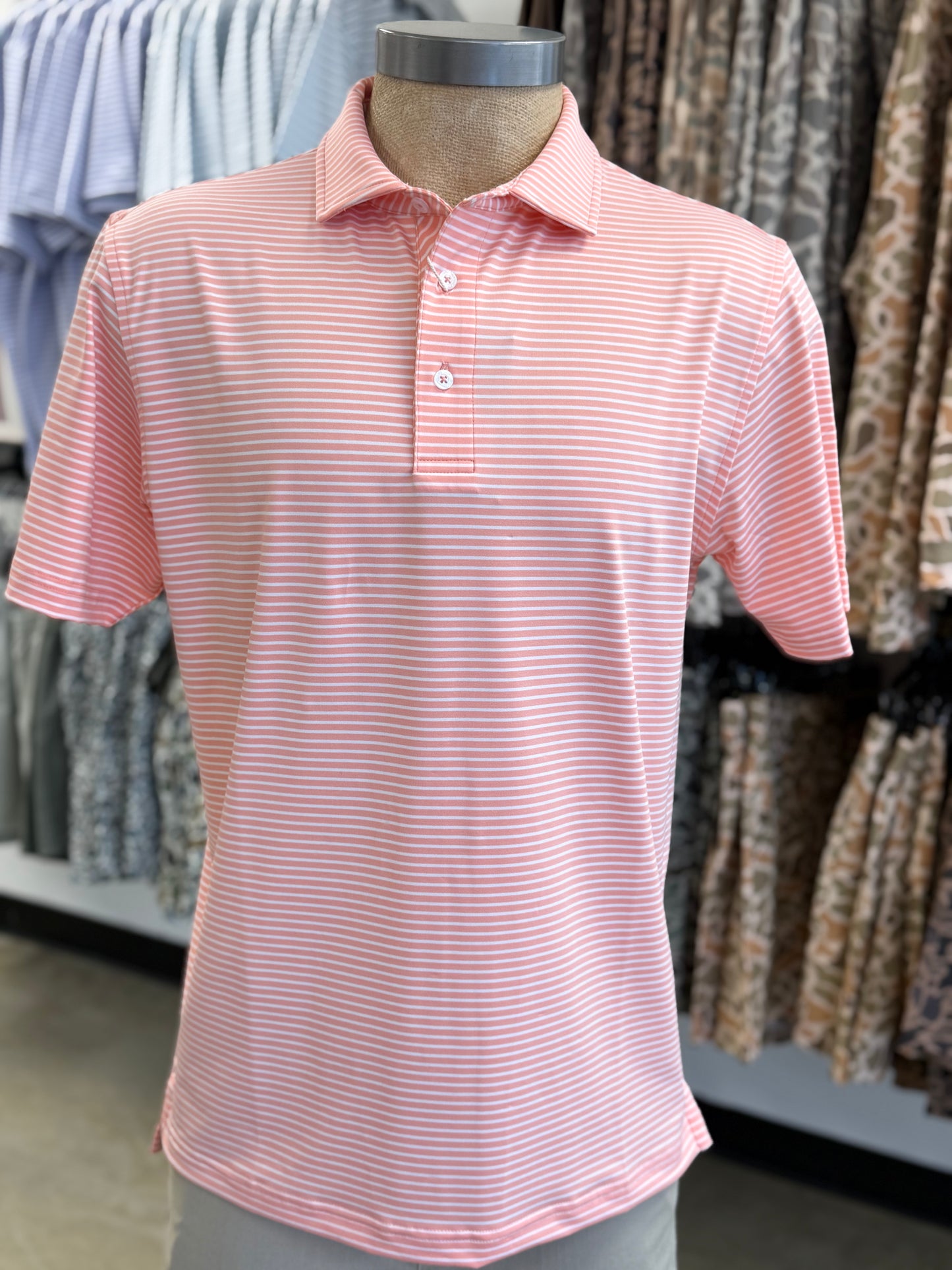 Coastal Cotton- Tangerine Stripe Polo