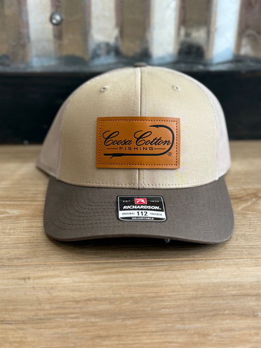 Coosa Cotton- Leather Patch, Khaki/ Brown
