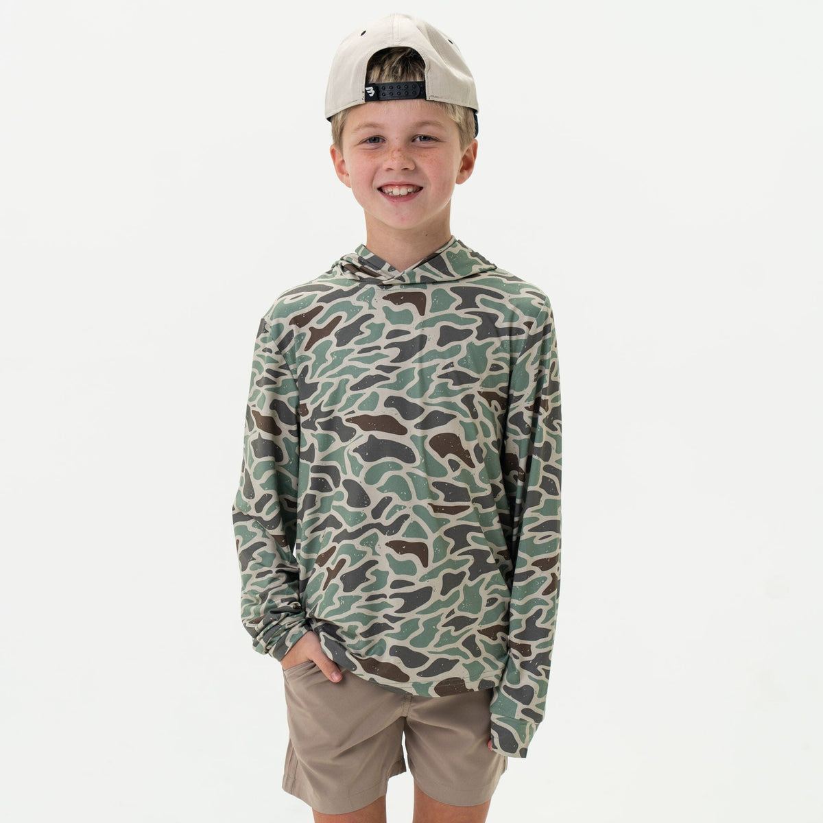Burlebo- Youth Performance Hoodie, Duck Camo