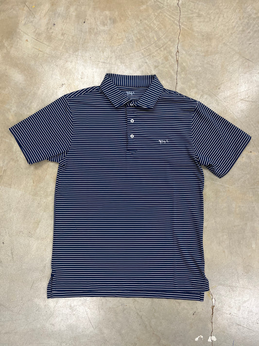 Coastal Cotton- Indigo and White Stripe Polo