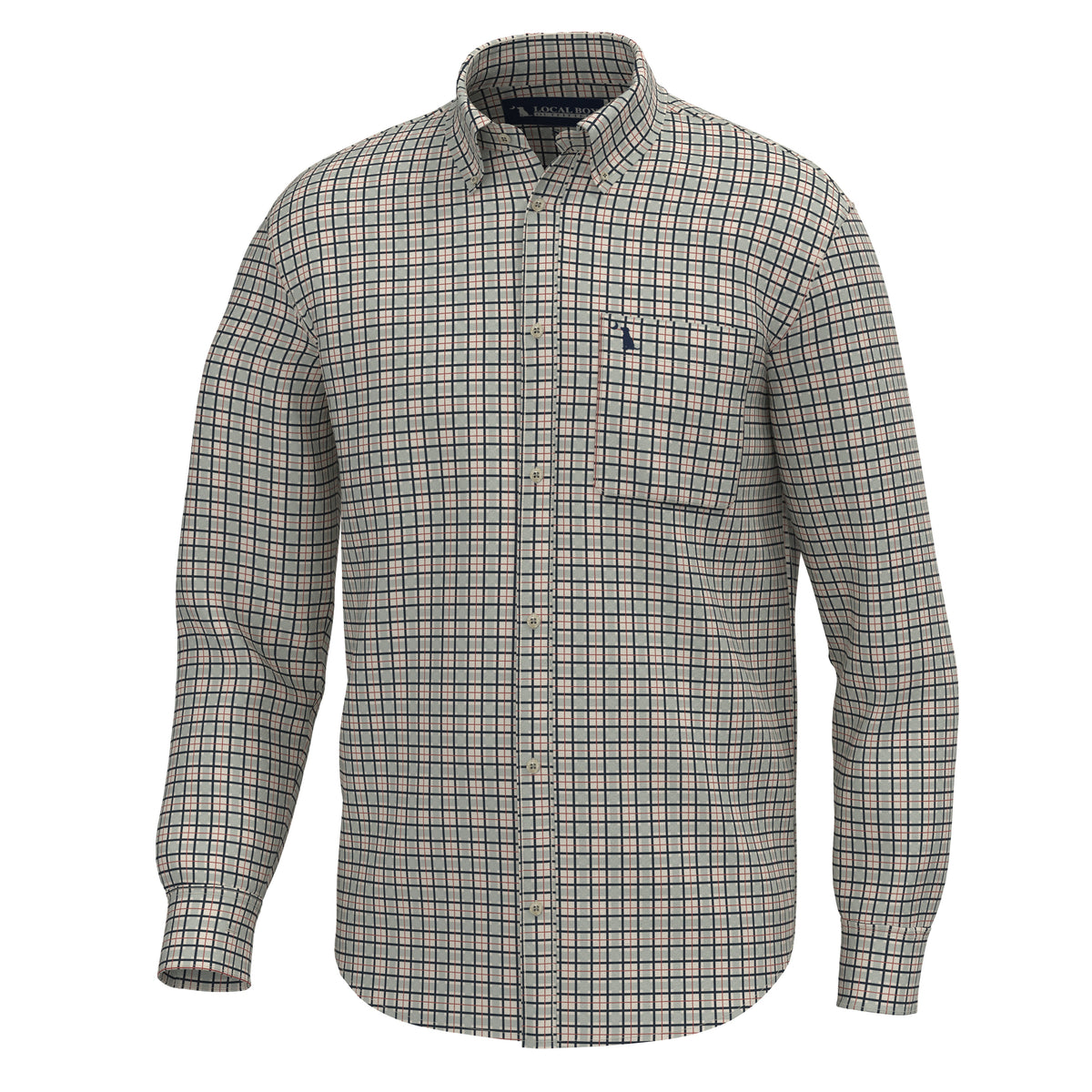 Local Boy- Faulk Dress Shirt, Grey/Red/Black