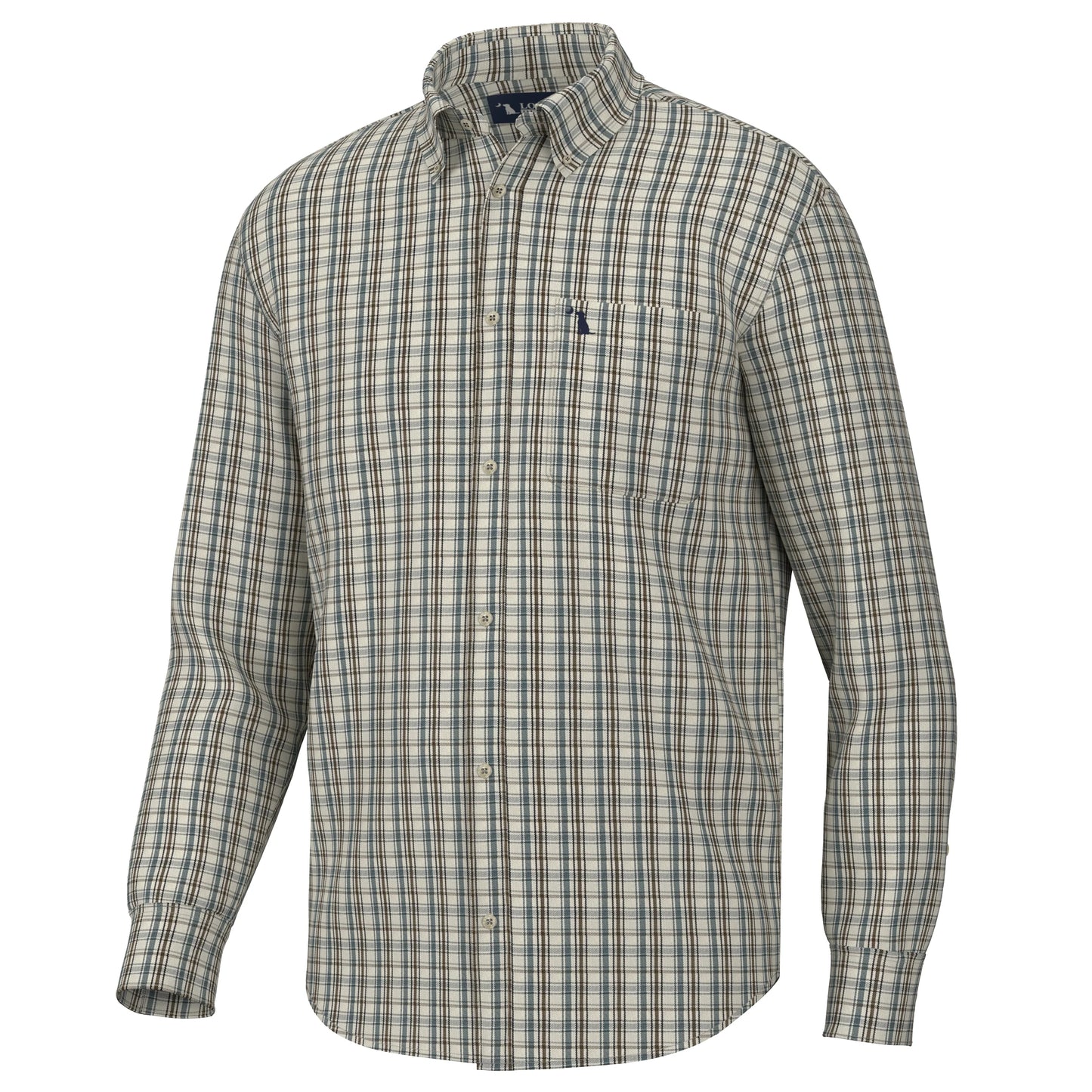 Local Boy- McNally Dress Shirt, Cream/Slate/Brown