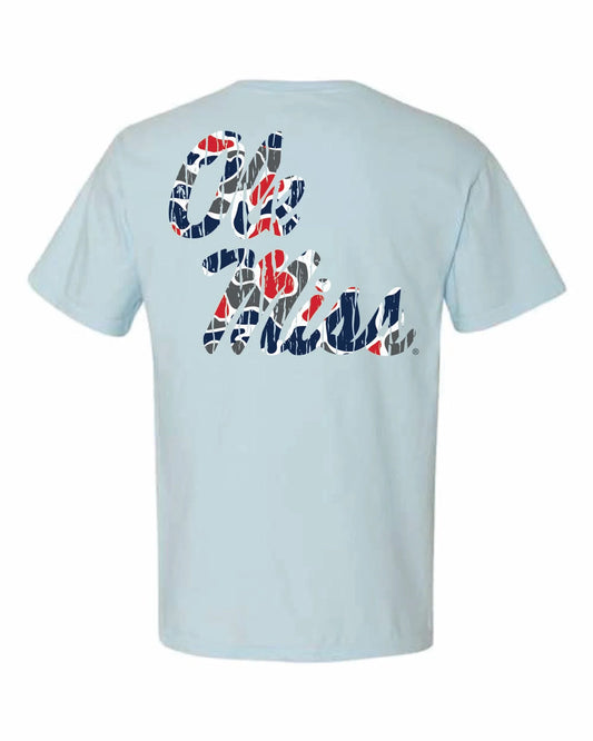 Speckle Bellies- Ole Miss Script Camo Tee