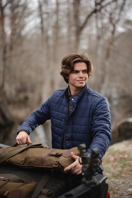 Local Boy- Brick Quilted Jacket, Navy