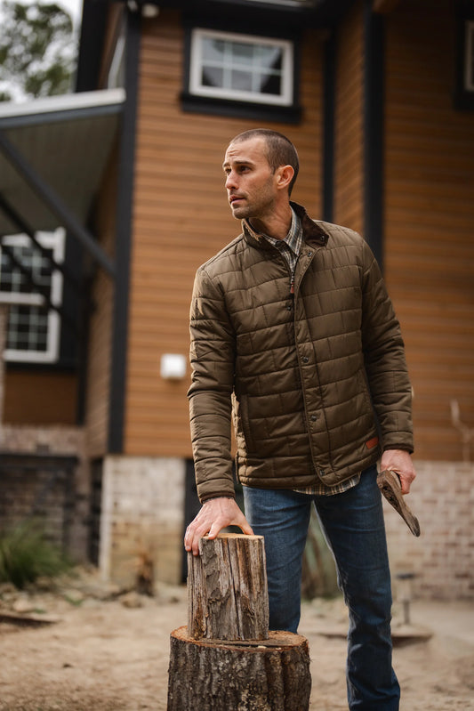 Local Boy- Brick Quilted Jacket, Mocha