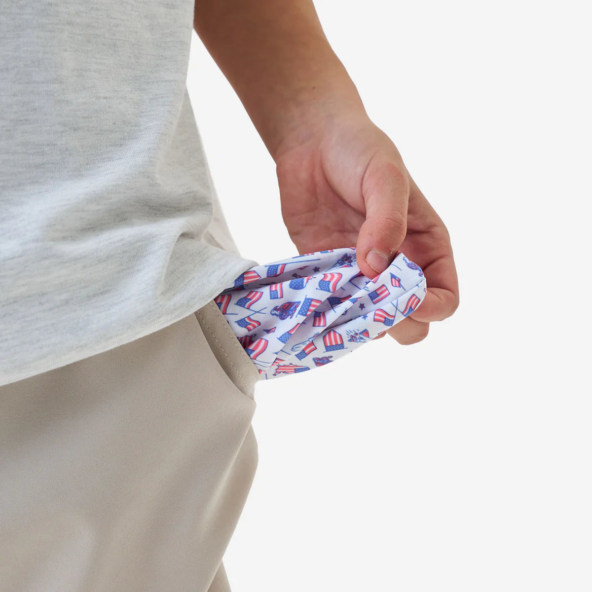 Burlebo- Youth Everyday Short, Light Khaki, Old Glory Pocket