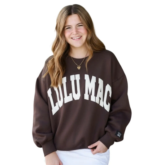 Women's- Lulu Mac Sweatshirt, Brown/White