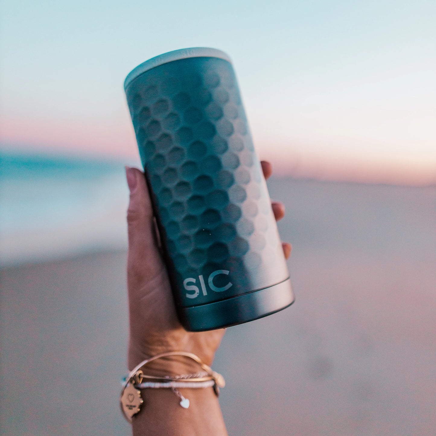 SIC Cups- Slim Can Cooler, Hammered Gunmetal