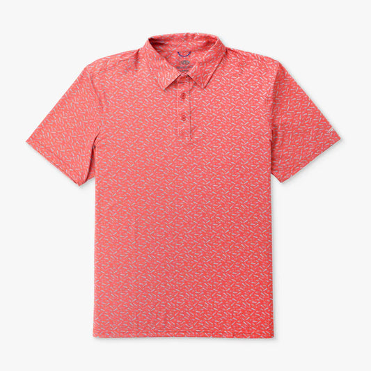 AFTCO- Cypress Printed Polo, Hydrocoral