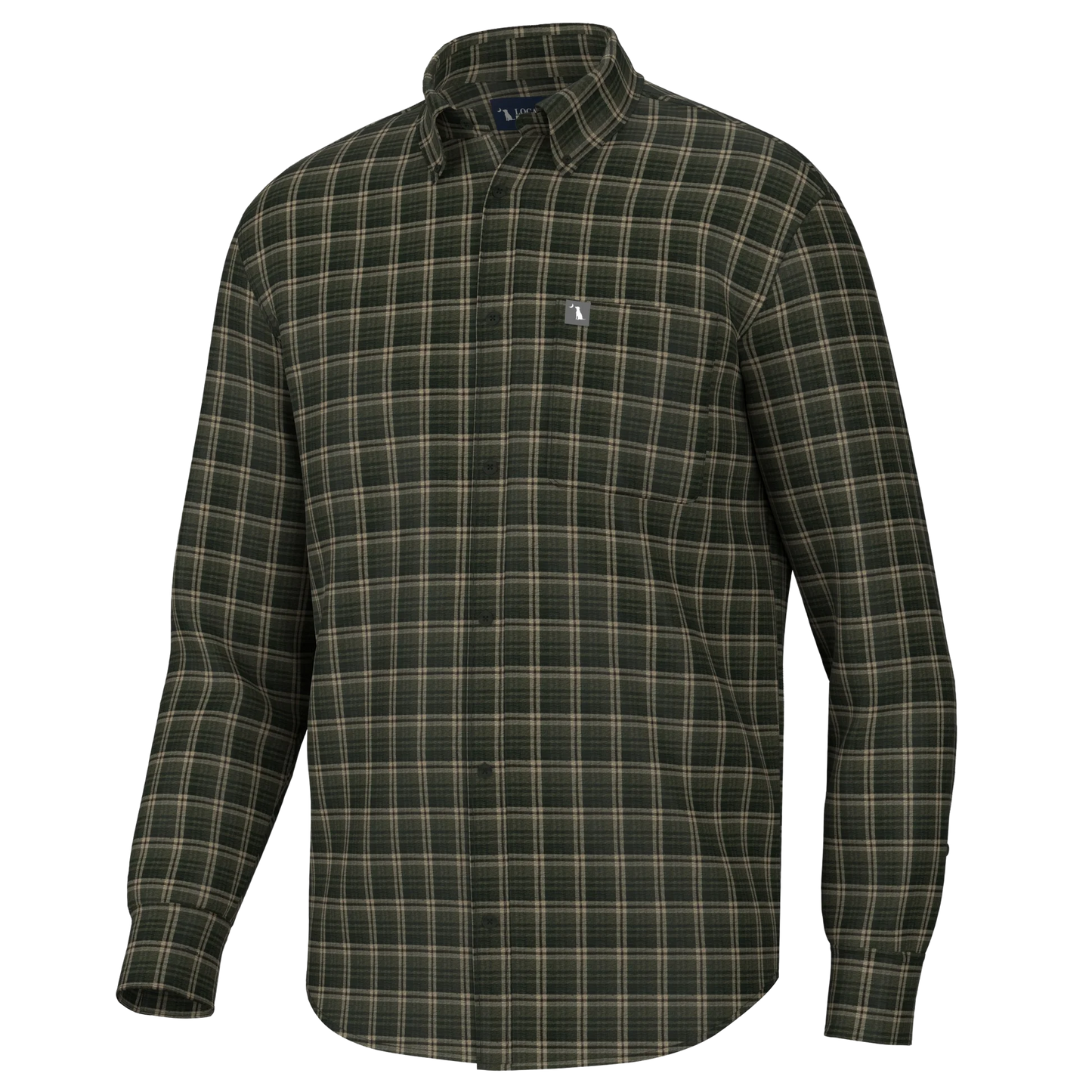 Local Boy- Gardner Stretch Flannel, Forest/Olive/Brown