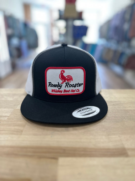 Whiskey Bent Hat Co.- Rowdy Rooster, Black/White Trucker