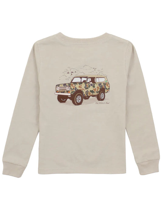 Properly Tied- Boy's Camo Truck LS, Linen