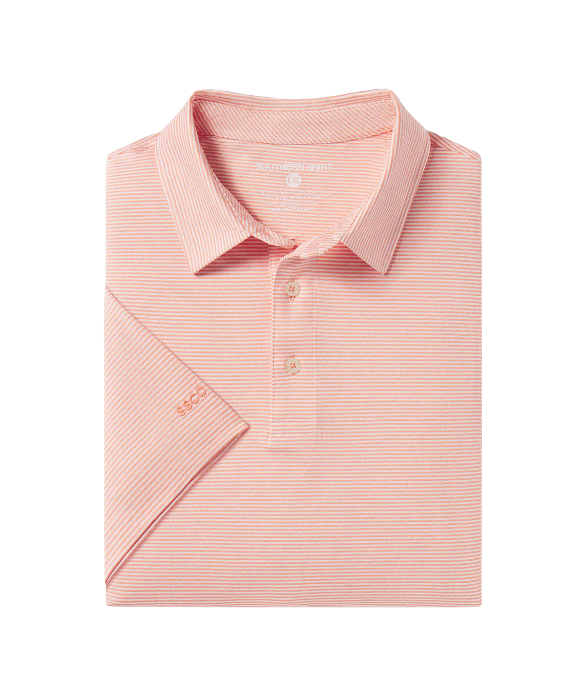Southern Shirt Co.- Heather Madison Stripe Polo, Flamingo