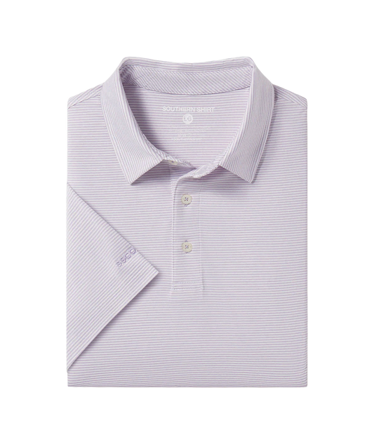 Southern Shirt Co.- Heather Madison Stripe Polo, Orchid Petal