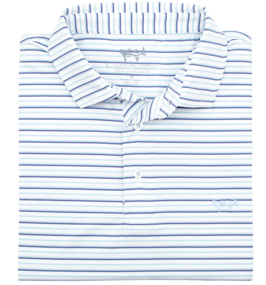 Coastal Cotton- Blue Sky Stripe Polo