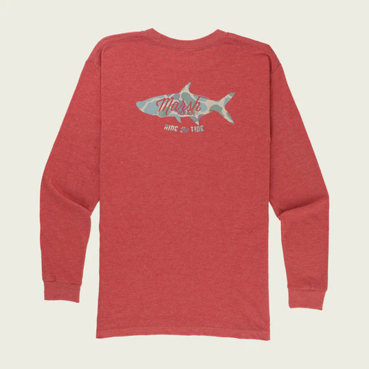 Marsh Wear- Youth Predator Camo LS Salmon Heather