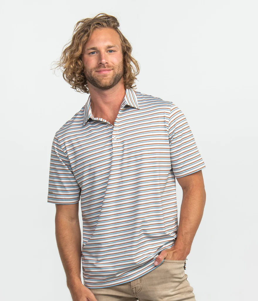 Southern Shirt Co.-Day Off Stripe Polo, Sunset Round